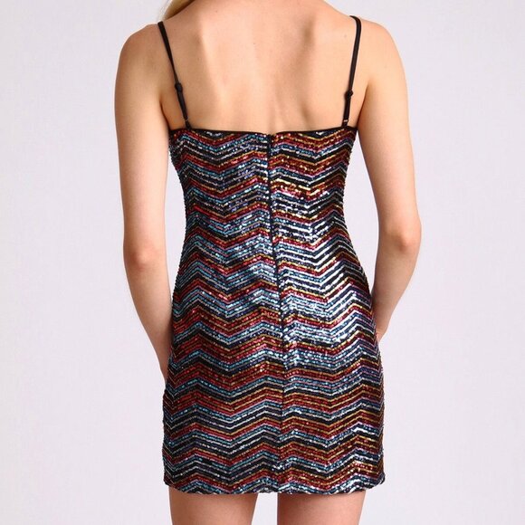Avec Les Filles Chevron Sequin Dress — New With Tags (Size Small) - Picture 5 of 7